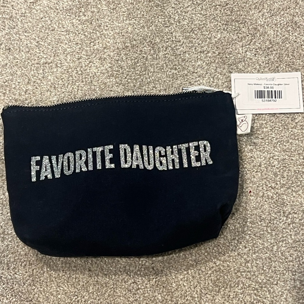 Favorite Daughter Navy Cosmetic Pouch with Glitter Lettering